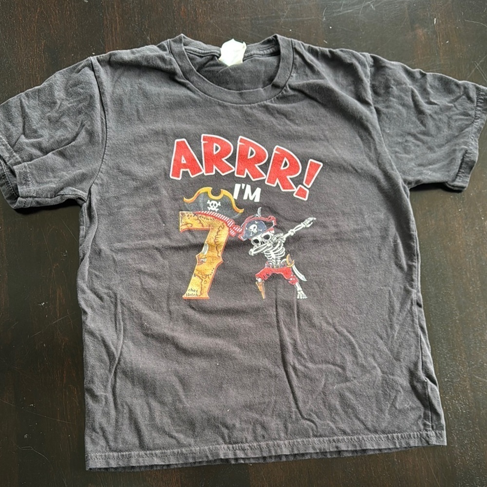Port and Company Red and Black Short Sleeve Tee Pirate Graphic